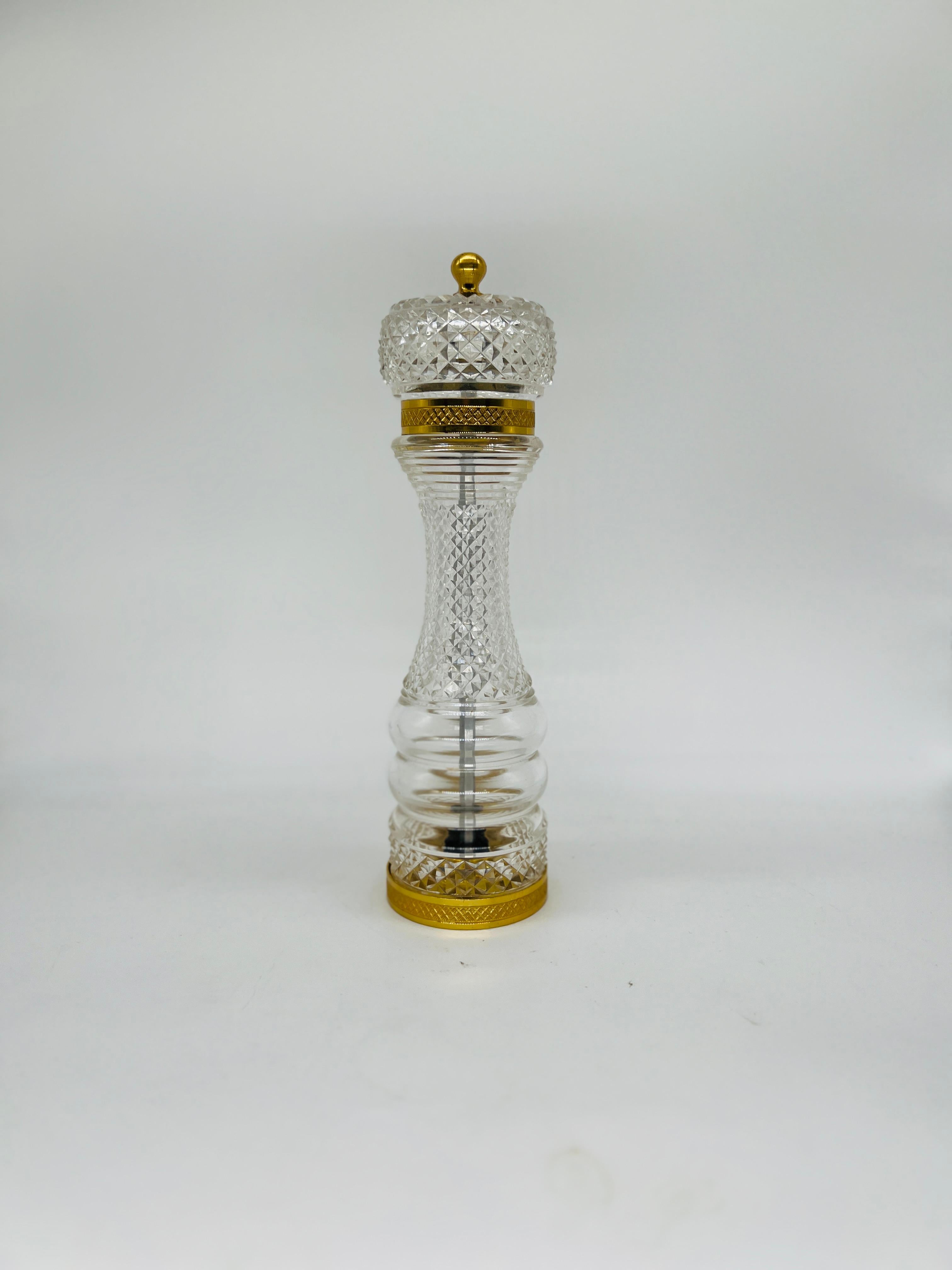 Quality French Cut Crystal & Ormolu Mounted Large Pepper Mill