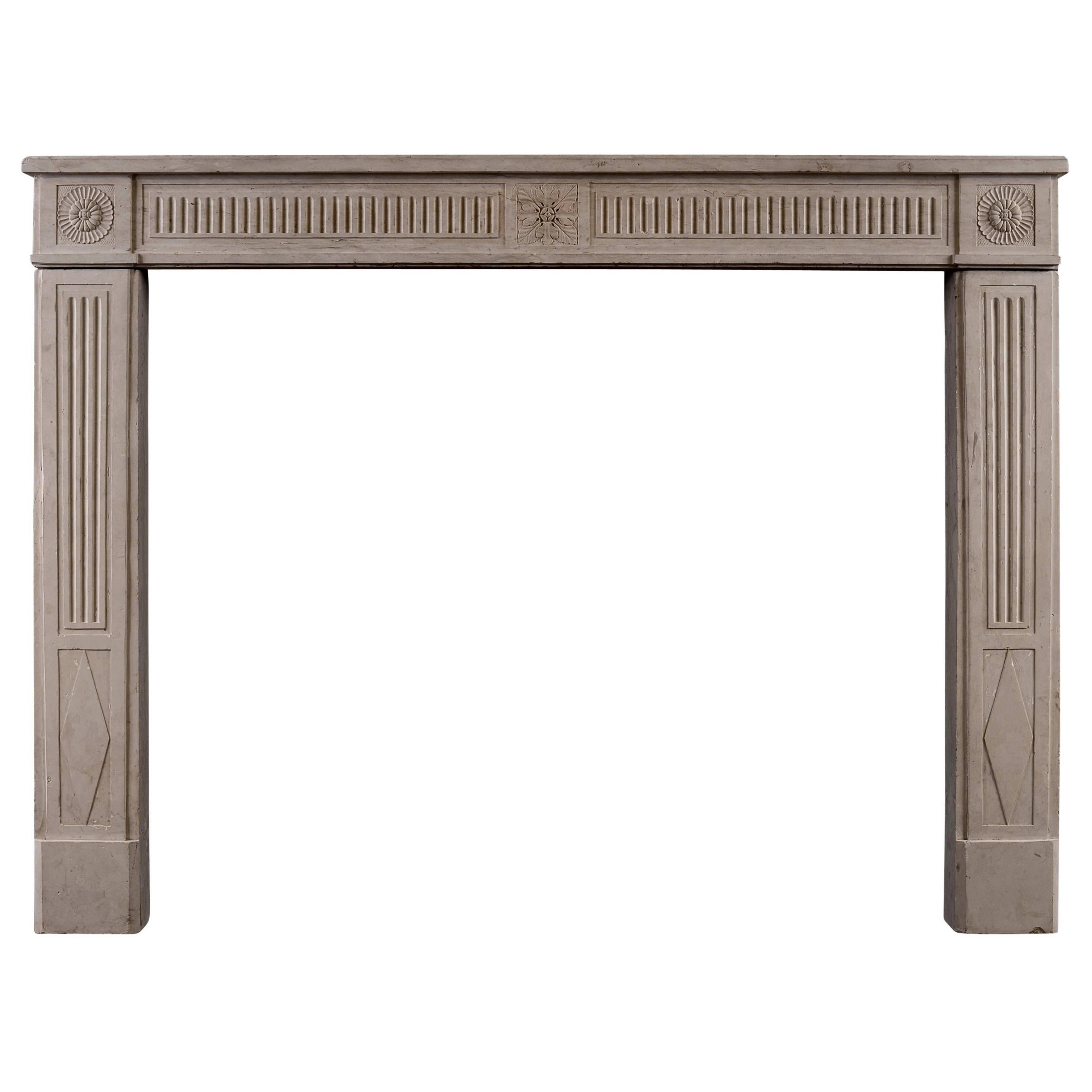 Quality French Louis XVI Directoire Stone Fireplace