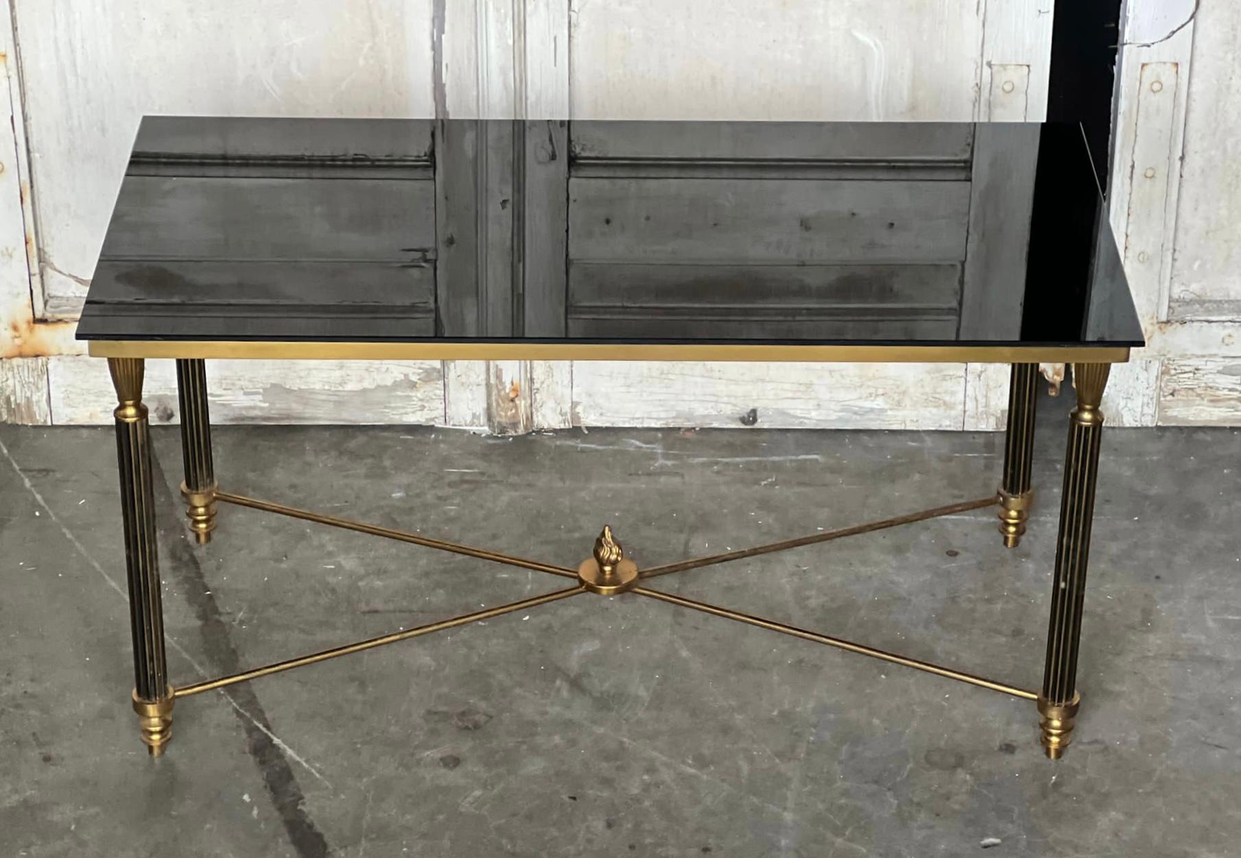 Quality French Parisian Brass and Glass Coffee Table For Sale 6