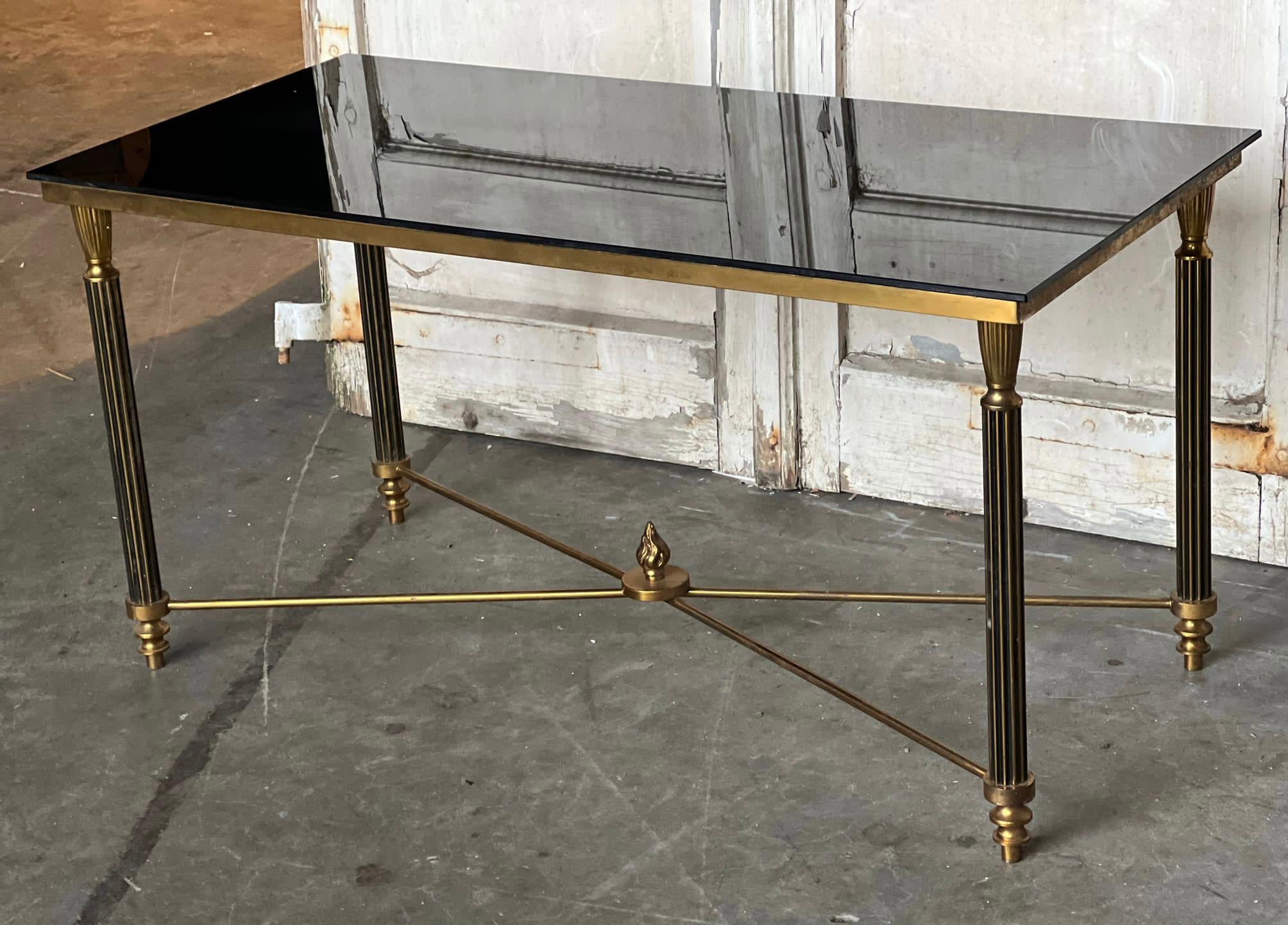 Quality French Parisian Brass and Glass Coffee Table For Sale 2
