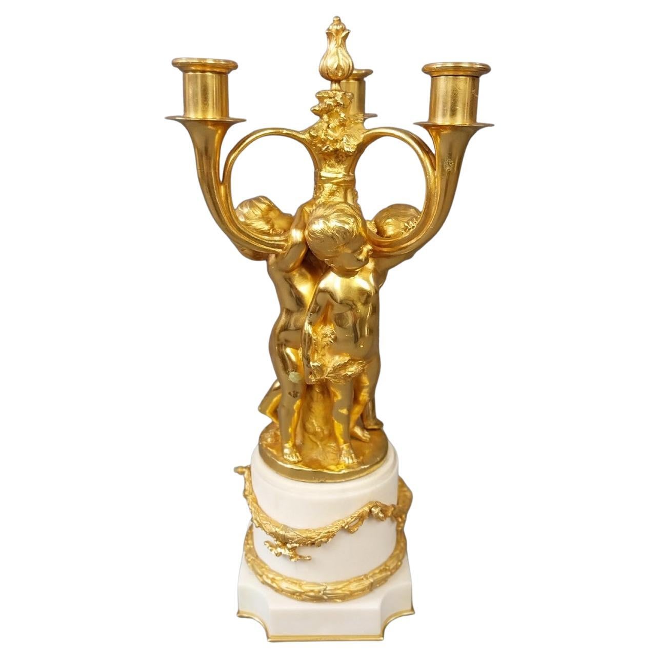 Cherub Candelabra Gilt Bronze Centre Piece