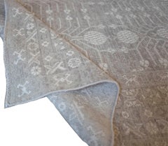 Contemporary Gray Pomegranate Hand-woven Khotan-Style Rug