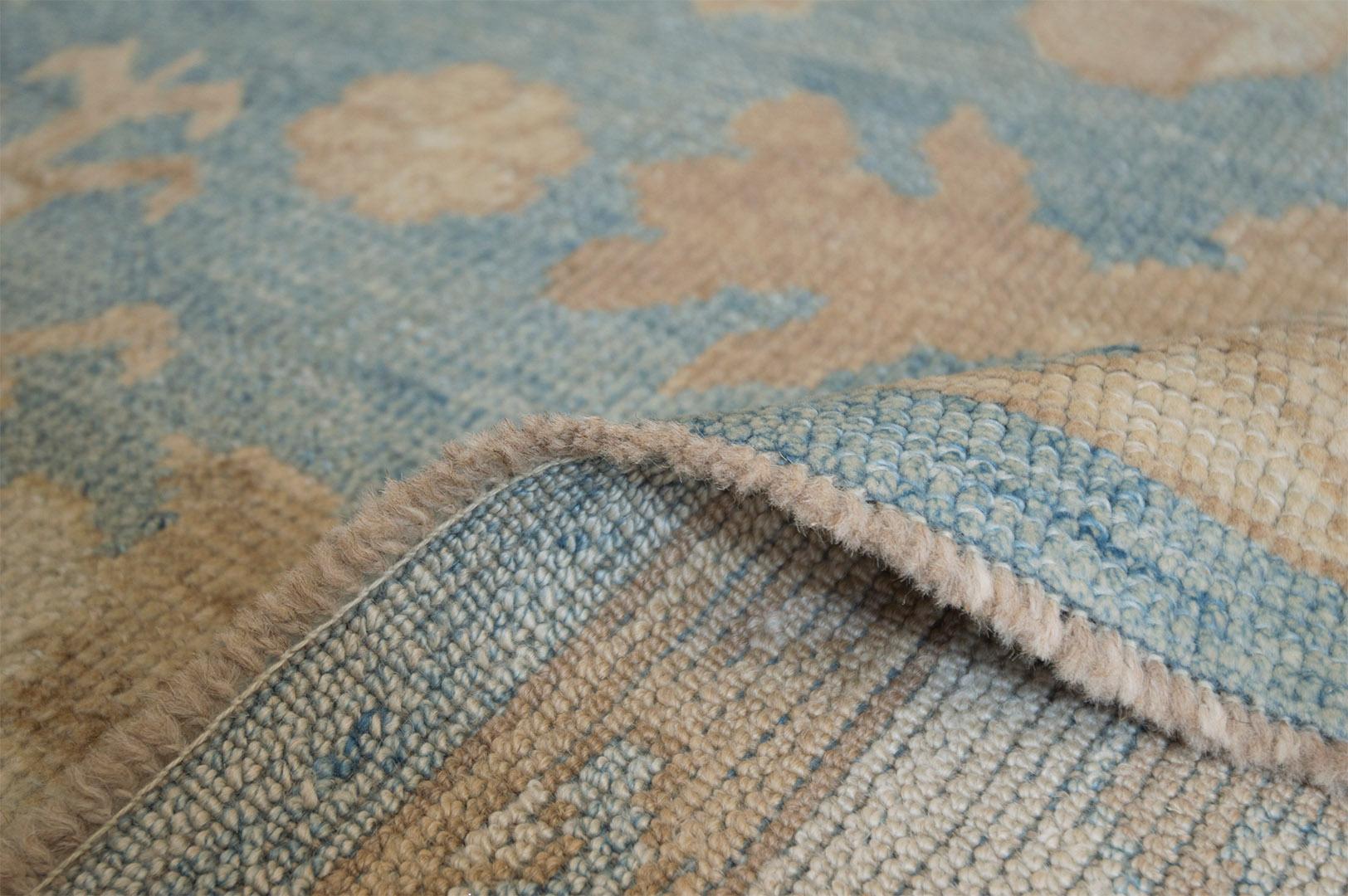 Wool Hand-Woven Oushak Inspired Rug In Excellent Condition For Sale In West Hollywood, CA