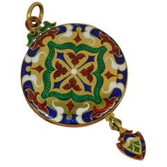 Quality Heavy 18 Carat Gold and Enamel Vinaigrette Locket Pendant