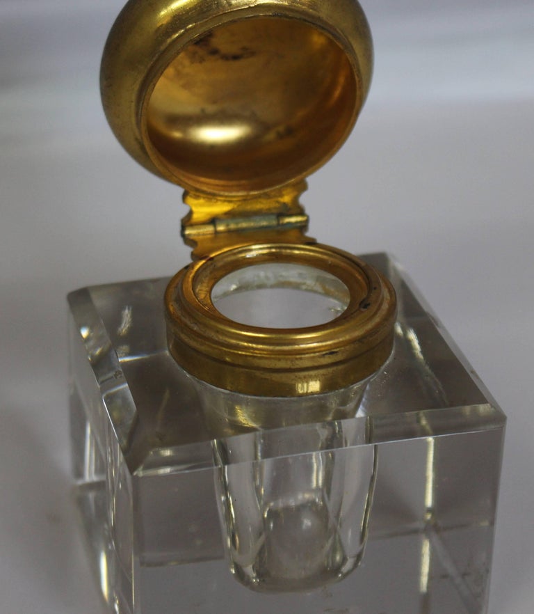 Quality Heavy Victorian Crystal Inkwell For Sale at 1stdibs