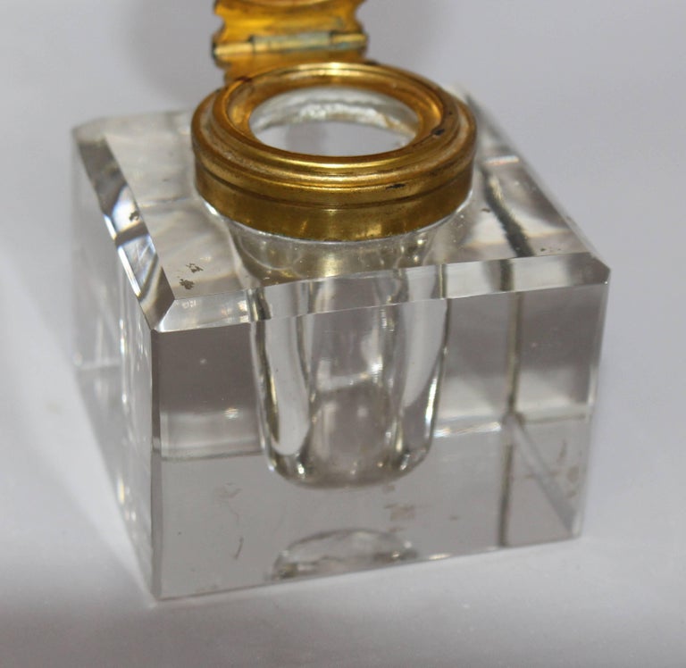 Quality Heavy Victorian Crystal Inkwell For Sale at 1stdibs