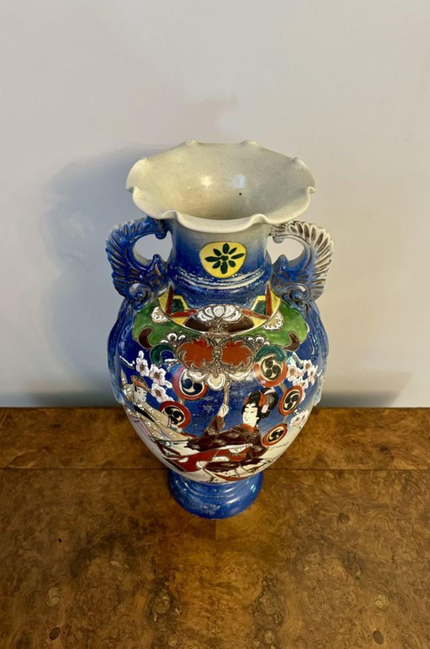 Gran jarrón satsuma japonés antiguo de calidad en Bueno estado para la venta en Ipswich, GB