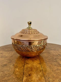 Quality large antique Victorian copper lidded bowl