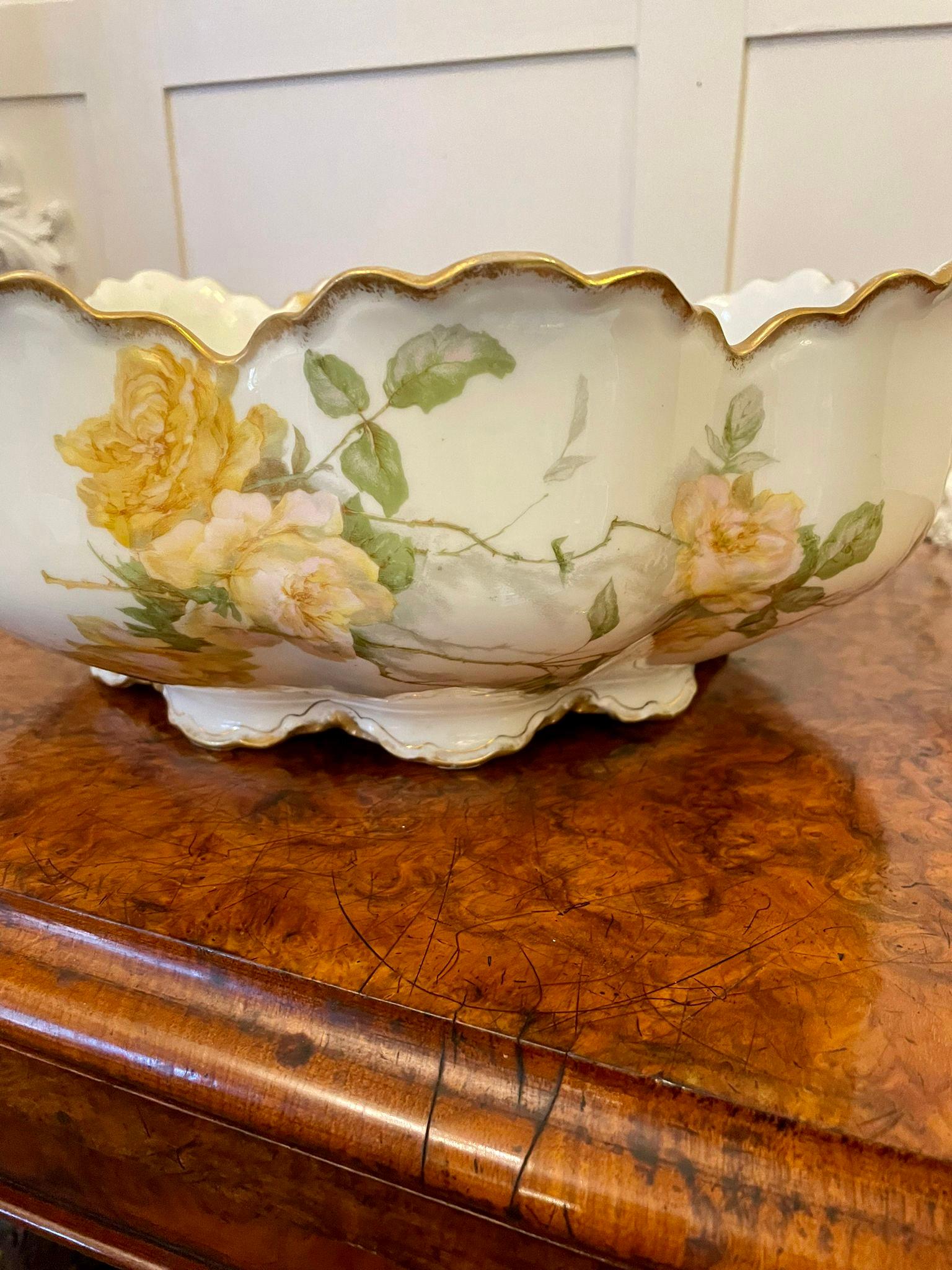 Quality Large Antique Victorian French Hand Painted Porcelain Fruit Bowl 5