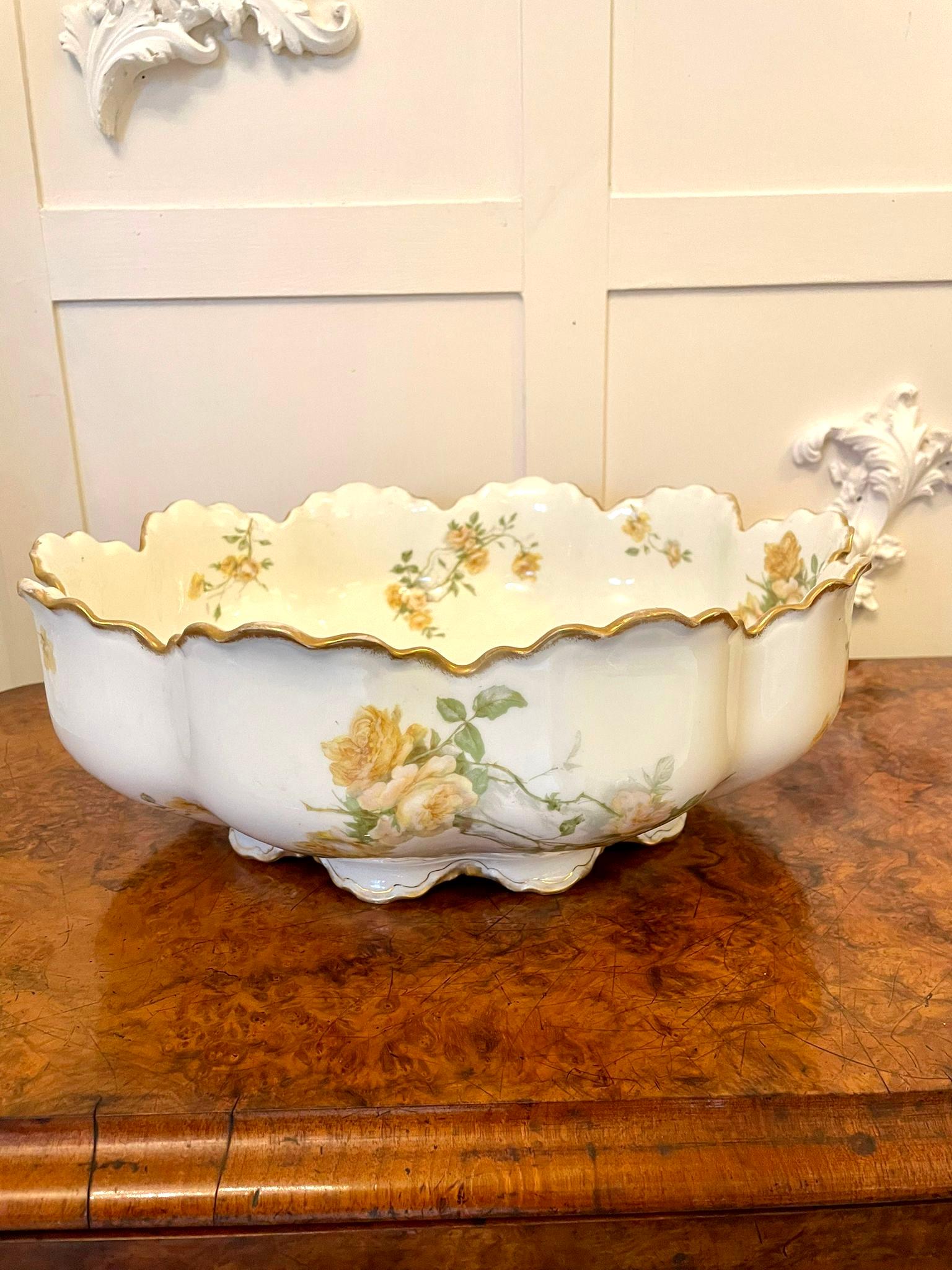 Quality Large Antique Victorian French Hand Painted Porcelain Fruit Bowl 7