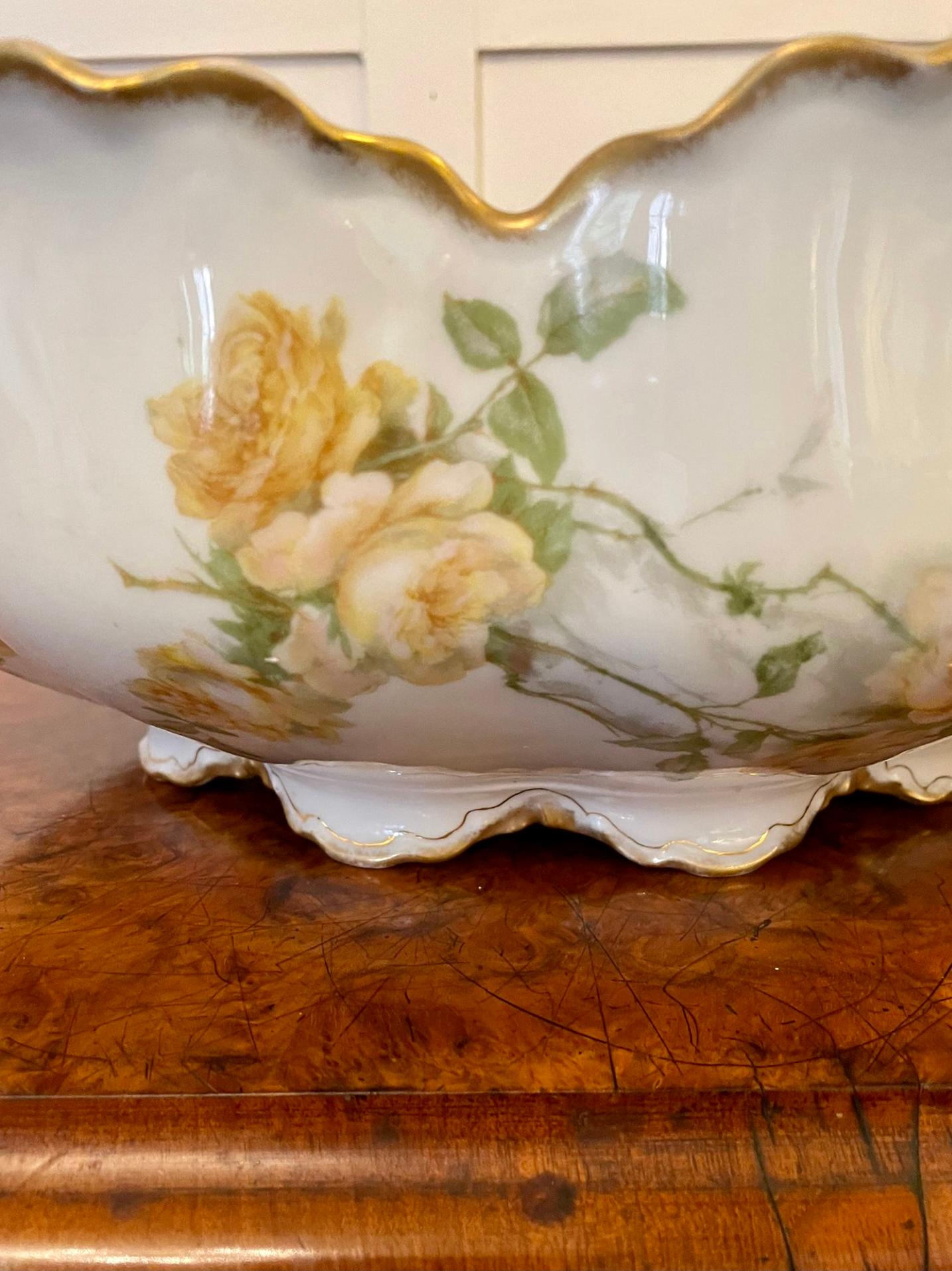 19th Century Quality Large Antique Victorian French Hand Painted Porcelain Fruit Bowl