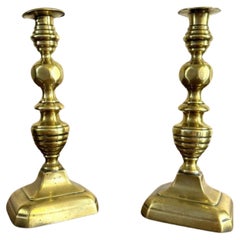 Quality large pair of Antique Victorian brass candlesticks