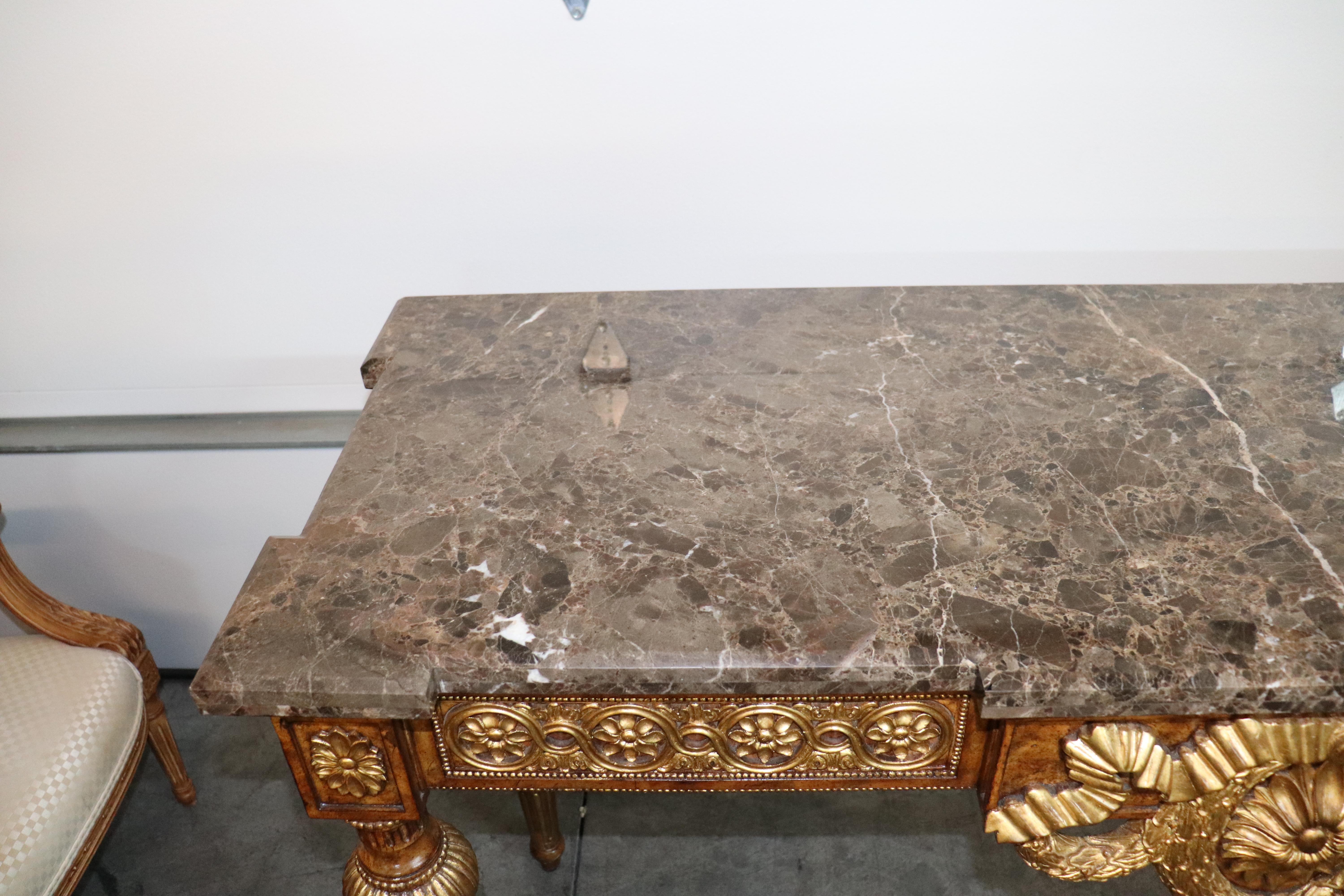 Quality Maitland Smith Varigated Marble Top Gilded Directoire Console Table For Sale 3