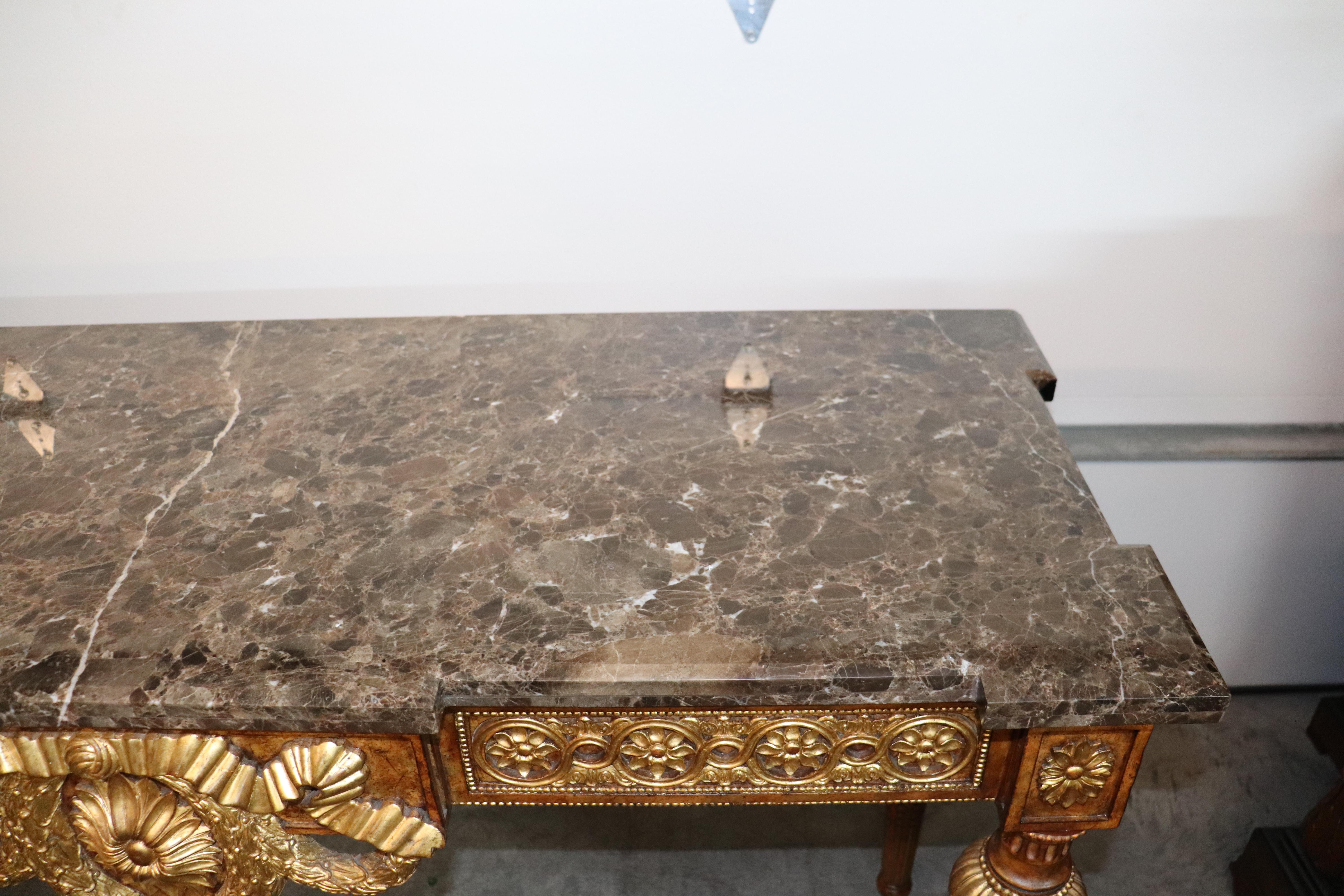 Quality Maitland Smith Varigated Marble Top Gilded Directoire Console Table For Sale 4