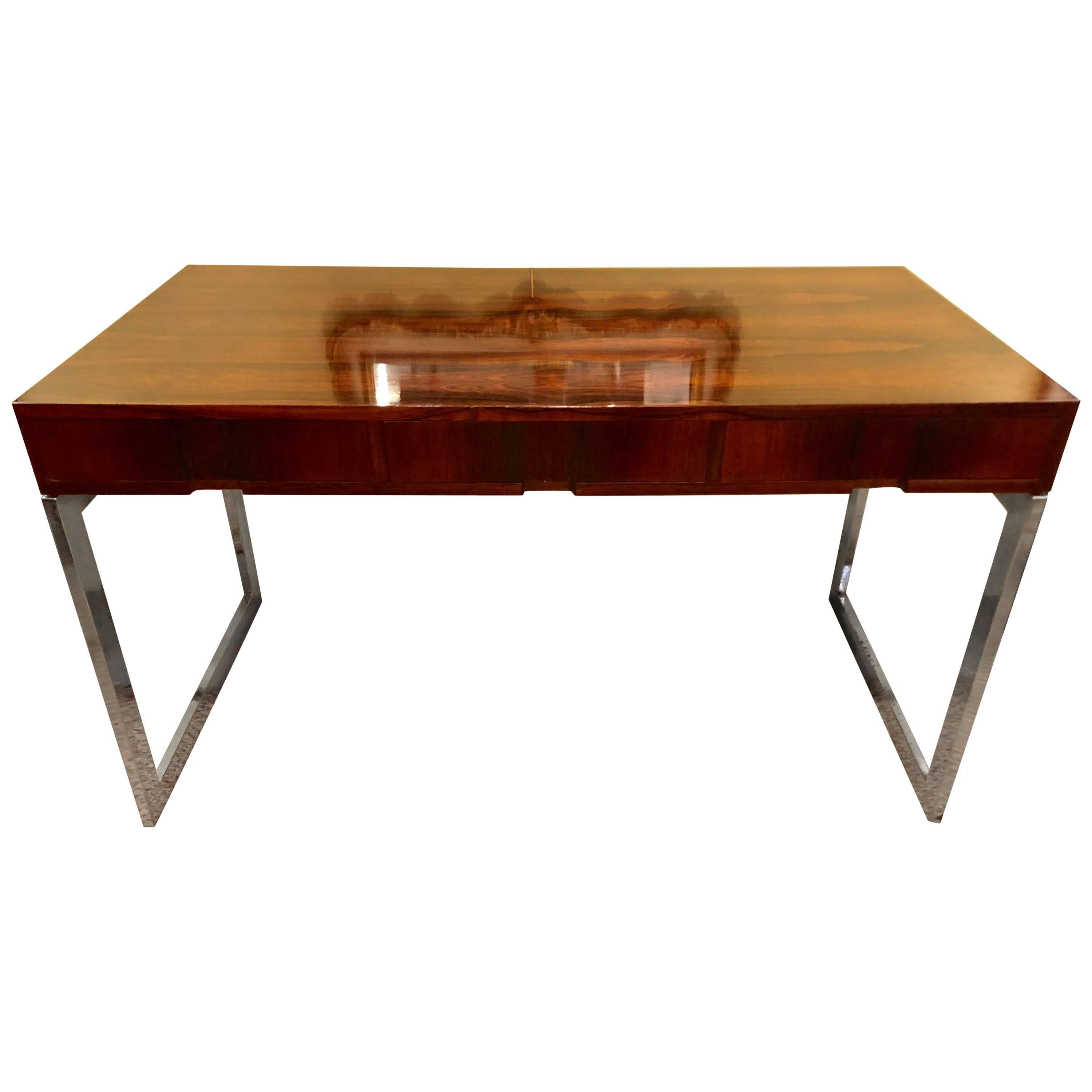 Quality MidCentury Modern Rosewood Desk on Chrome Base at 1stDibs