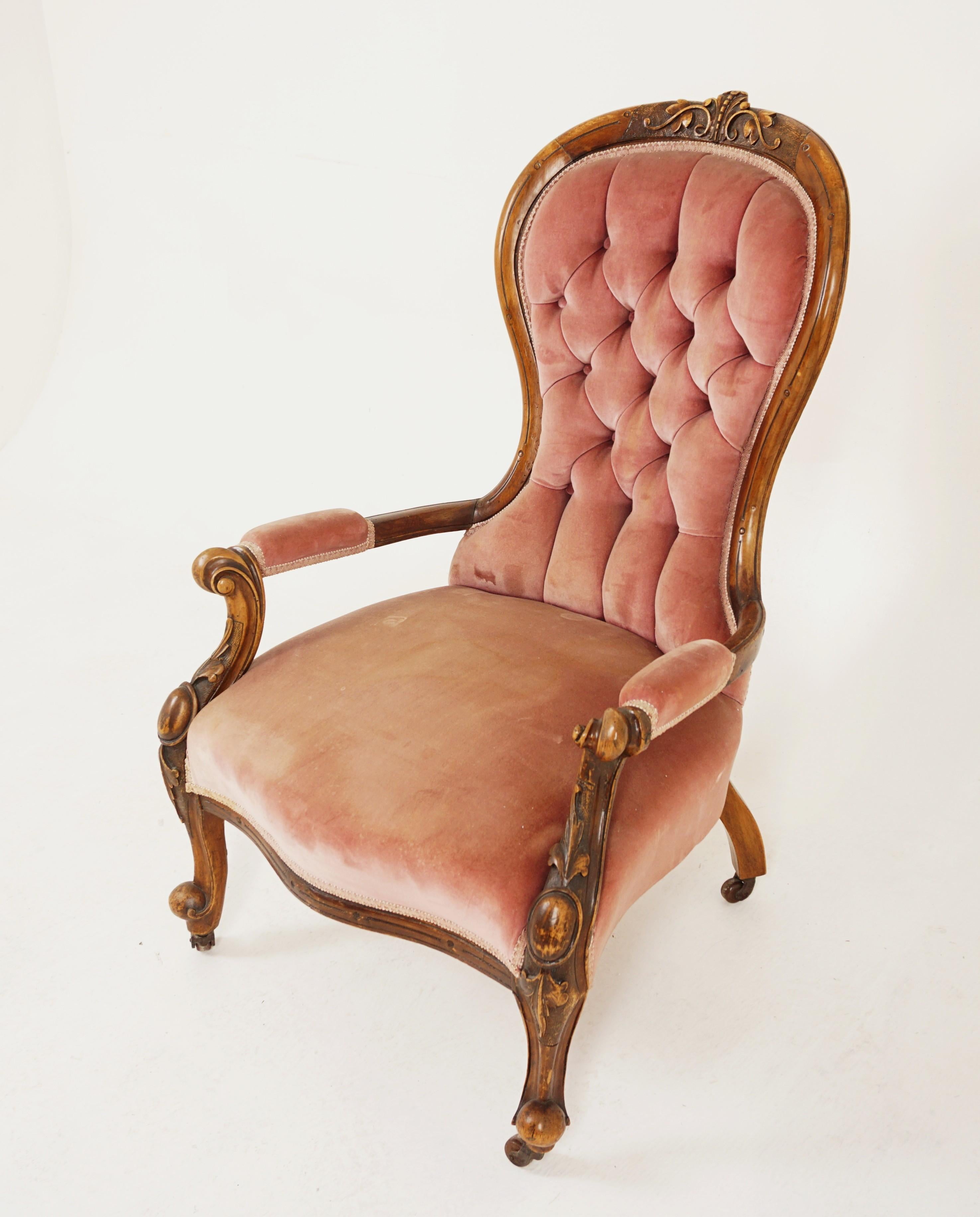 Scottish Quality Mid Victorian Carved Gentlemen's Arm Chair, Scotland 1870, H1151 For Sale