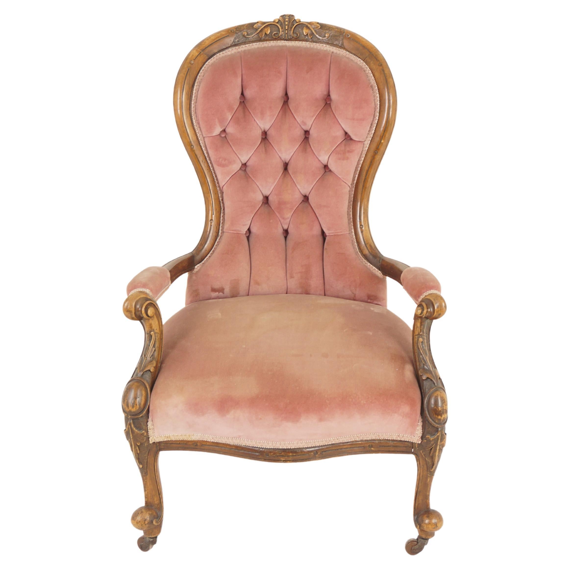 Quality Mid Victorian Carved Gentlemen's Arm Chair, Scotland 1870, H1151 For Sale