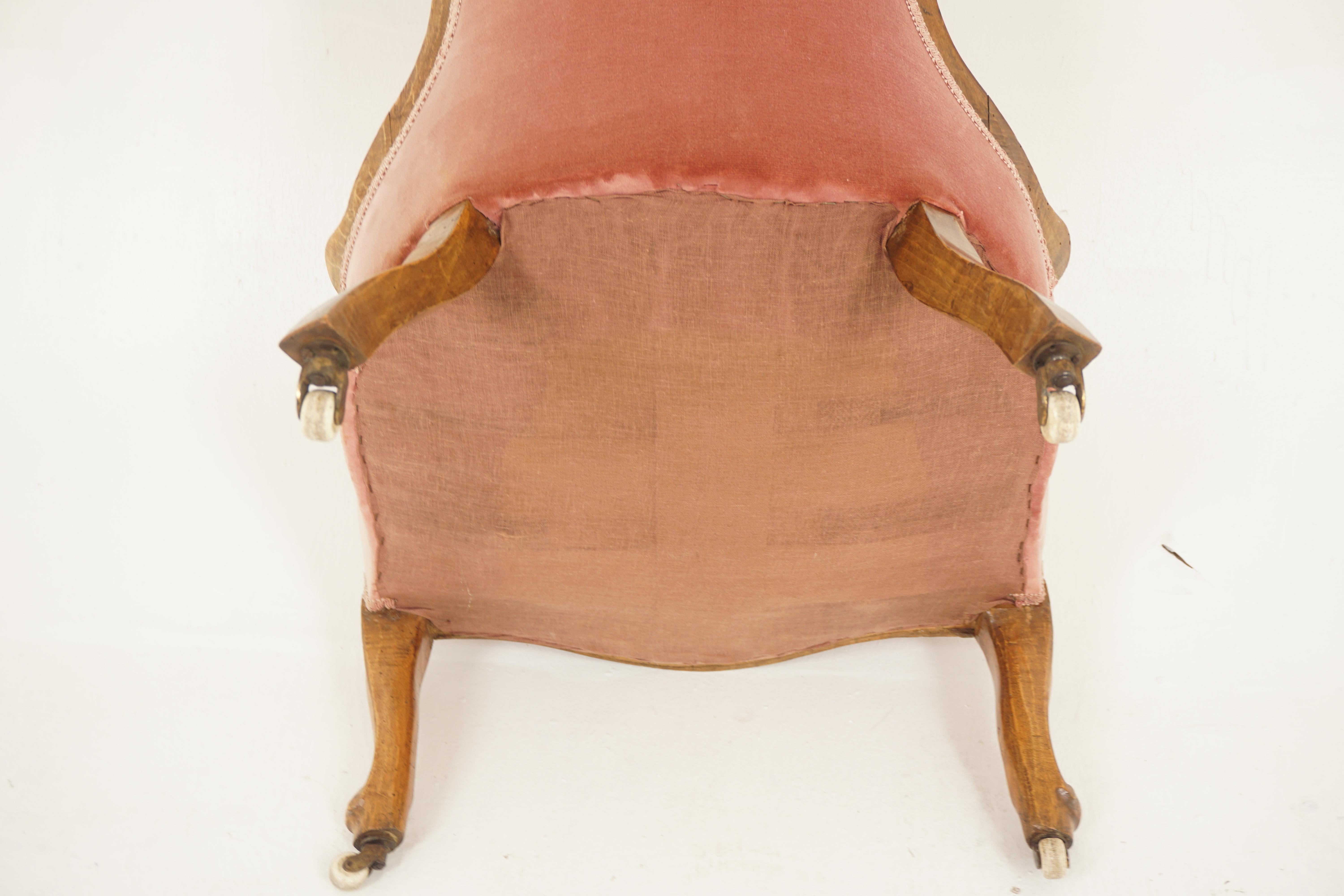 Mid-viktorianischer geschnitzter Parlour-Stuhl für Damen in Qualität, Schottland 1870, H1151 (Walnuss) im Angebot