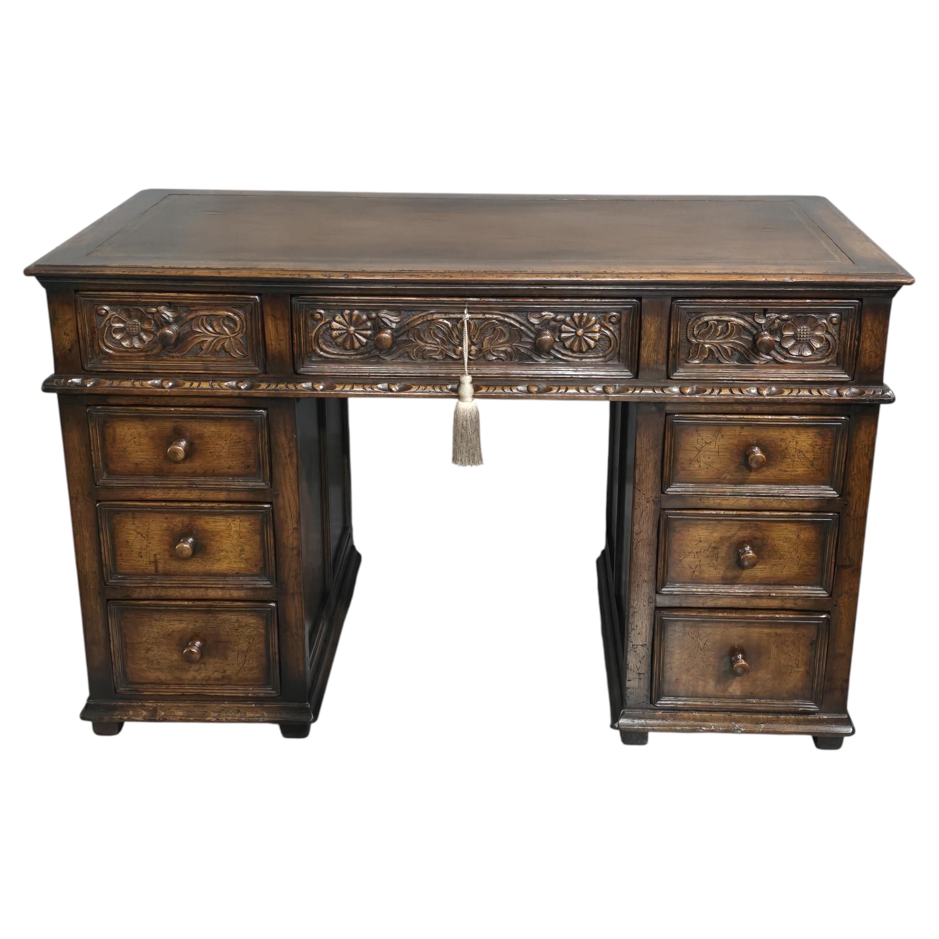 Quality Oak Pedestal Desk For Sale