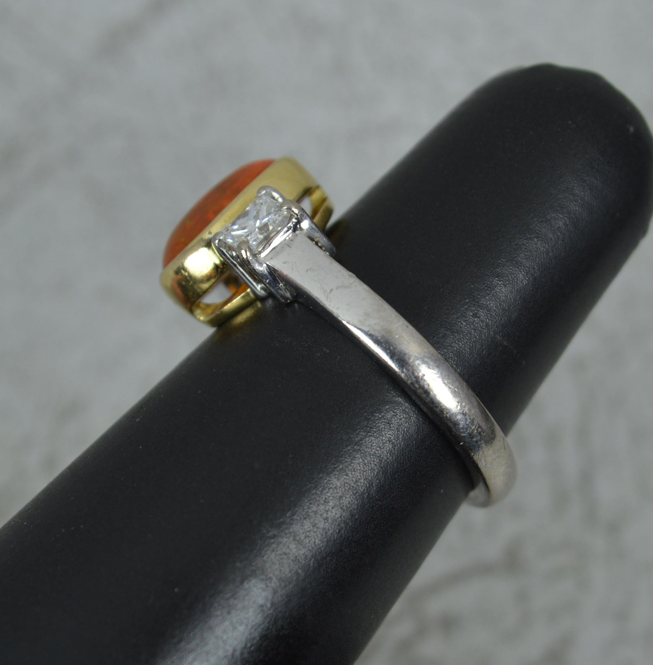 Quality Opal and VVS Diamond 18 Carat White Gold Trilogy Ring 4