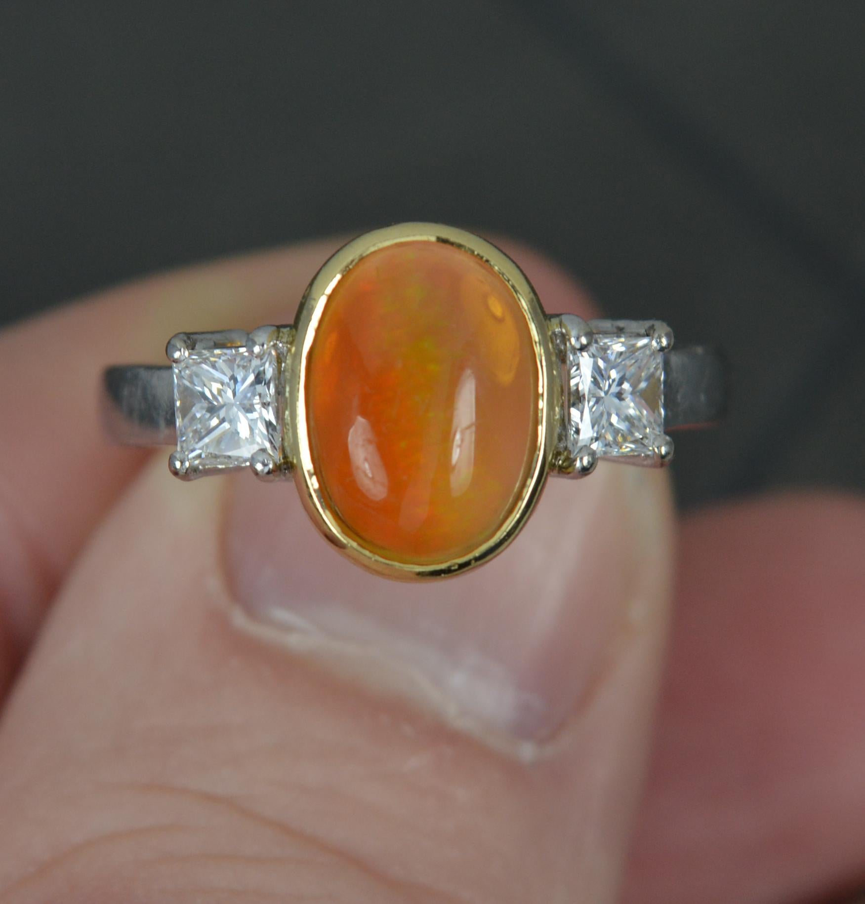 Women's Quality Opal and VVS Diamond 18 Carat White Gold Trilogy Ring
