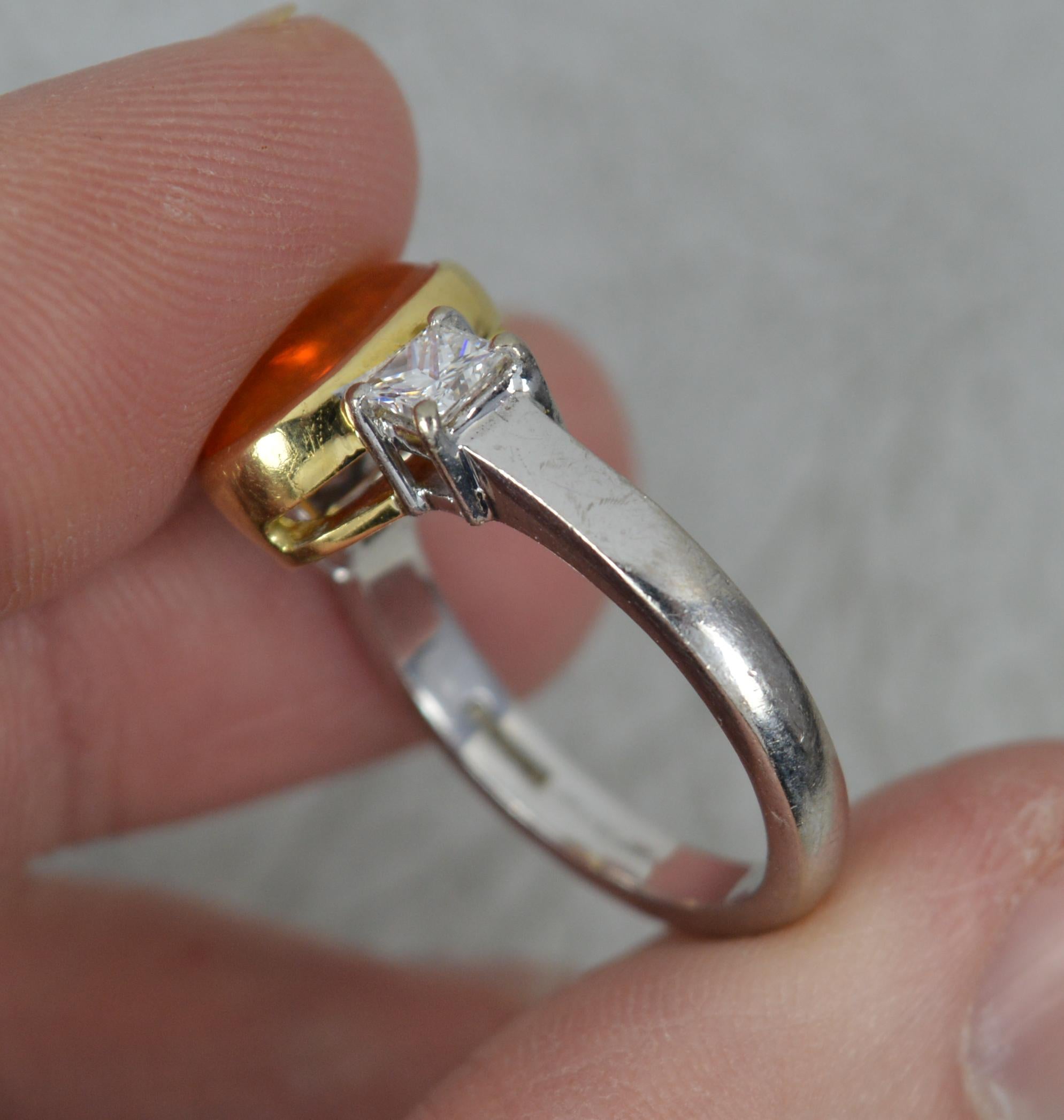 Quality Opal and VVS Diamond 18 Carat White Gold Trilogy Ring 1