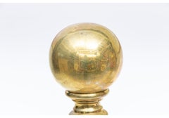 Quality Pair Antique Brass Cannonball Andirons