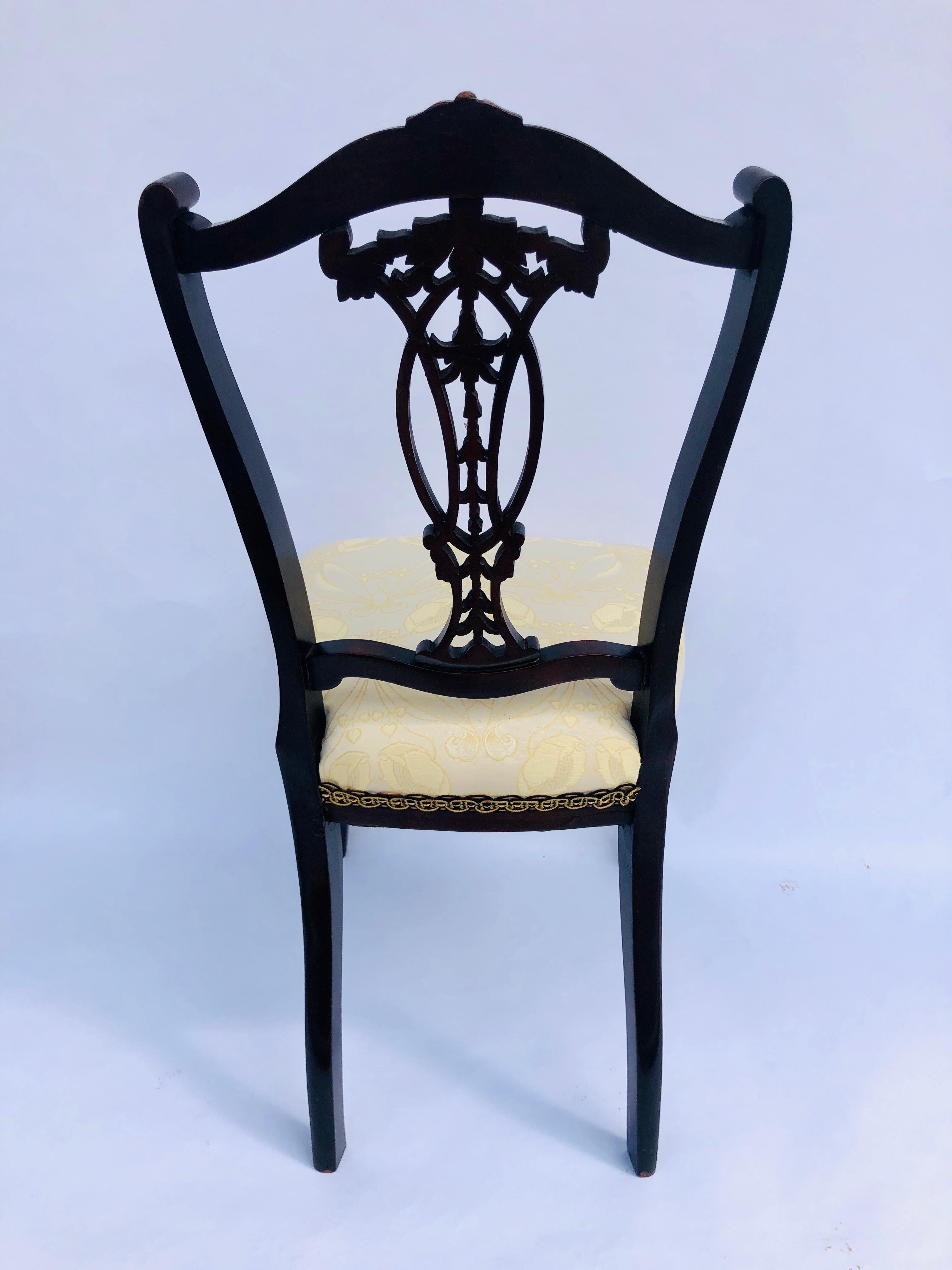 High Victorian Quality Pair of 19th Century Antique Victorian Carved Ebonized Side/Desk Chairs