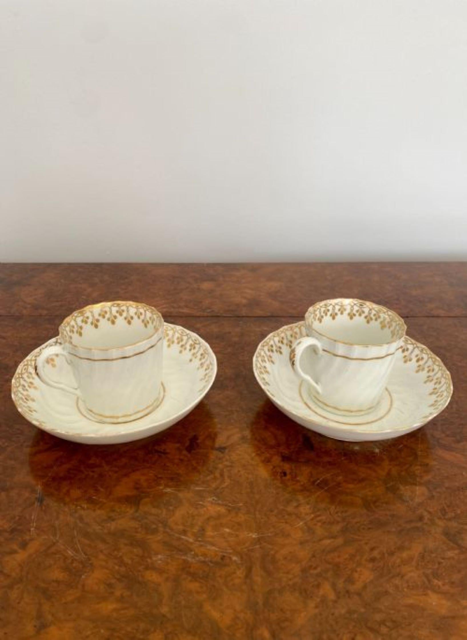 Quality Pair Of 19th Century Teacups & Saucers  For Sale 1
