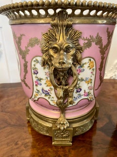 Quality Pair of Antique Continental Porcelain and Ormolu Mounted Jardiniéres