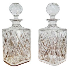 Quality pair of antique Edwardian cut glass decanters 