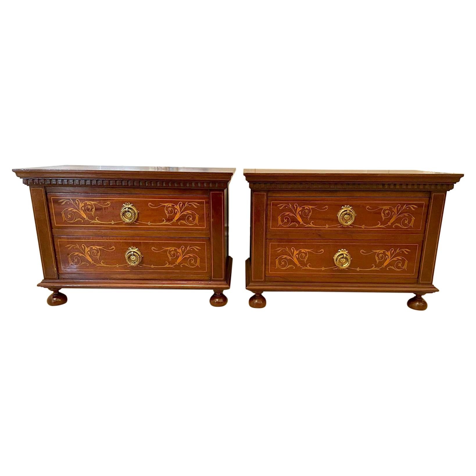 Quality Pair of Antique Edwardian Inlaid Mahogany Chests