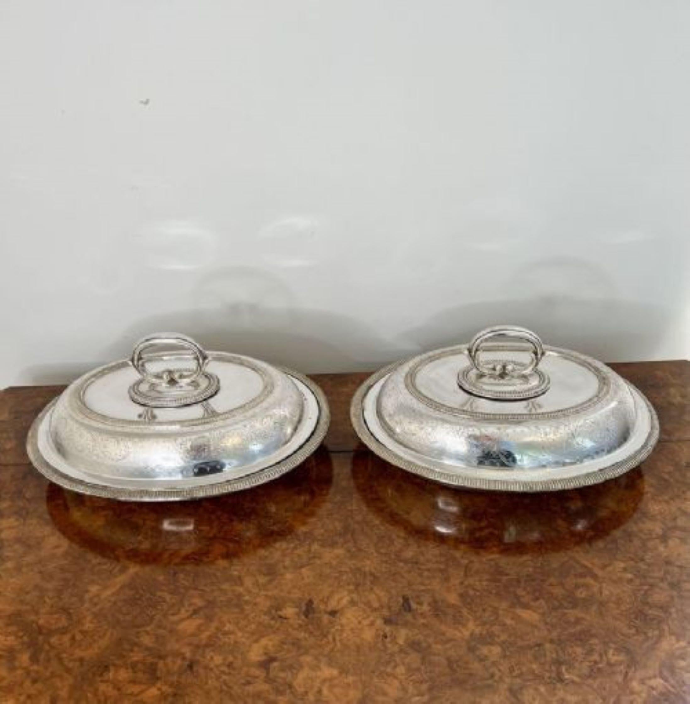 Paar antike edwardianische versilberte ovale Zwischenschalen in Qualität (Edwardian) im Angebot