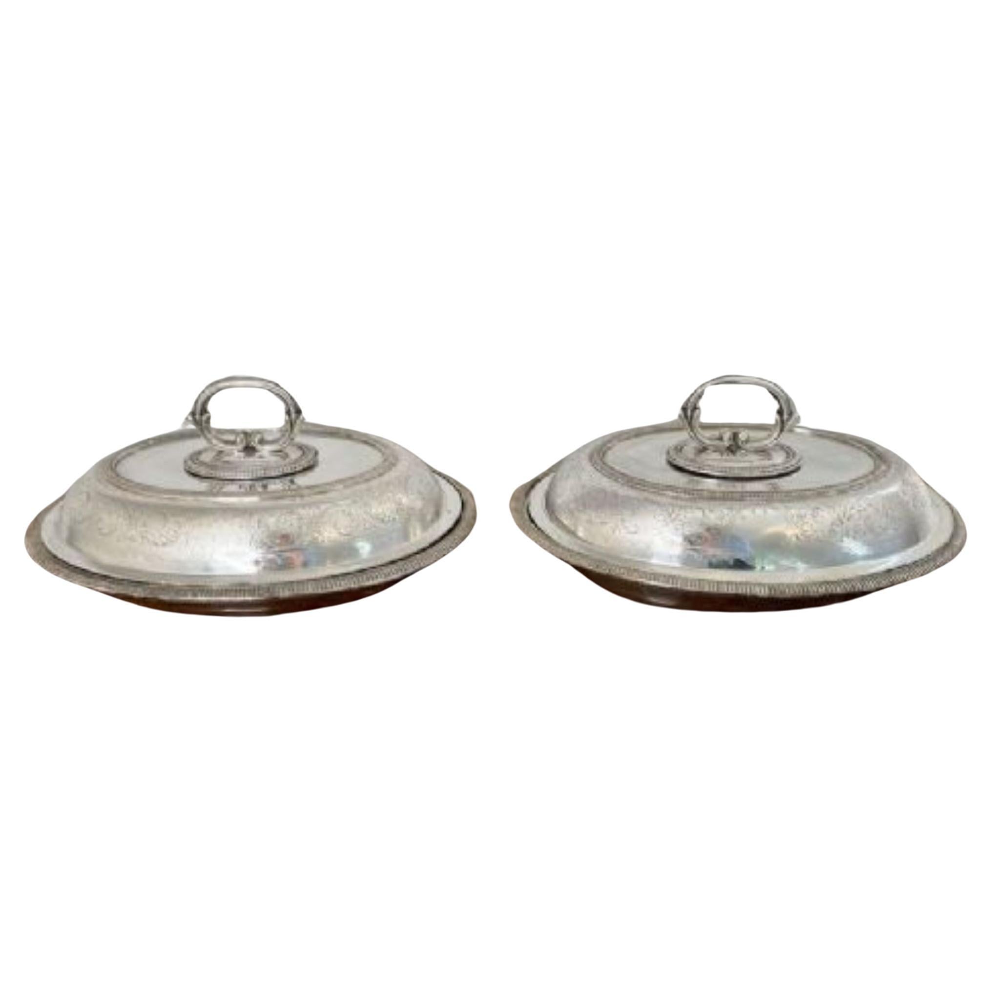 Paar antike edwardianische versilberte ovale Zwischenschalen in Qualität im Angebot