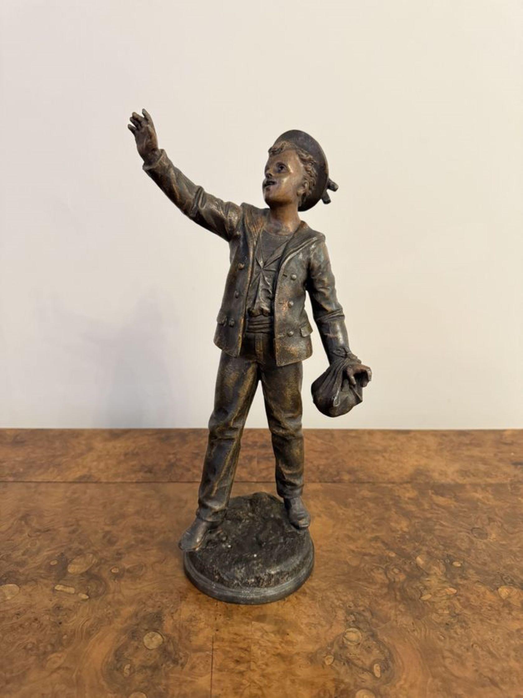 Coppia di qualità di antiche figure in speltro francese, con una coppia di qualità di antiche figure in speltro francese, sollevate su basi di forma circolare.
Stampato sulle basi come mostrato.

D. 1890