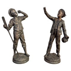 Pareja de figuras antiguas francesas de espelta de calidad