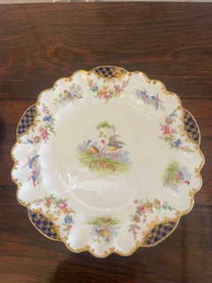 Quality Pair of Antique Hand Painted Crescent China Plates