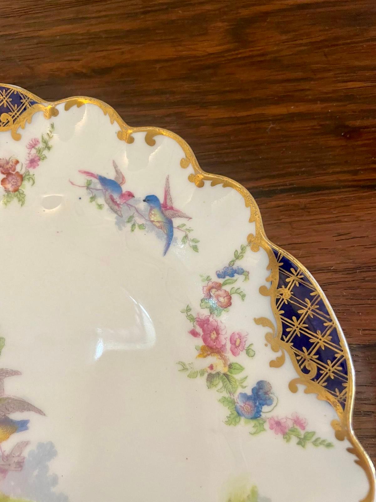 20th Century  Quality Pair of Antique Hand Painted Crescent China Plates For Sale