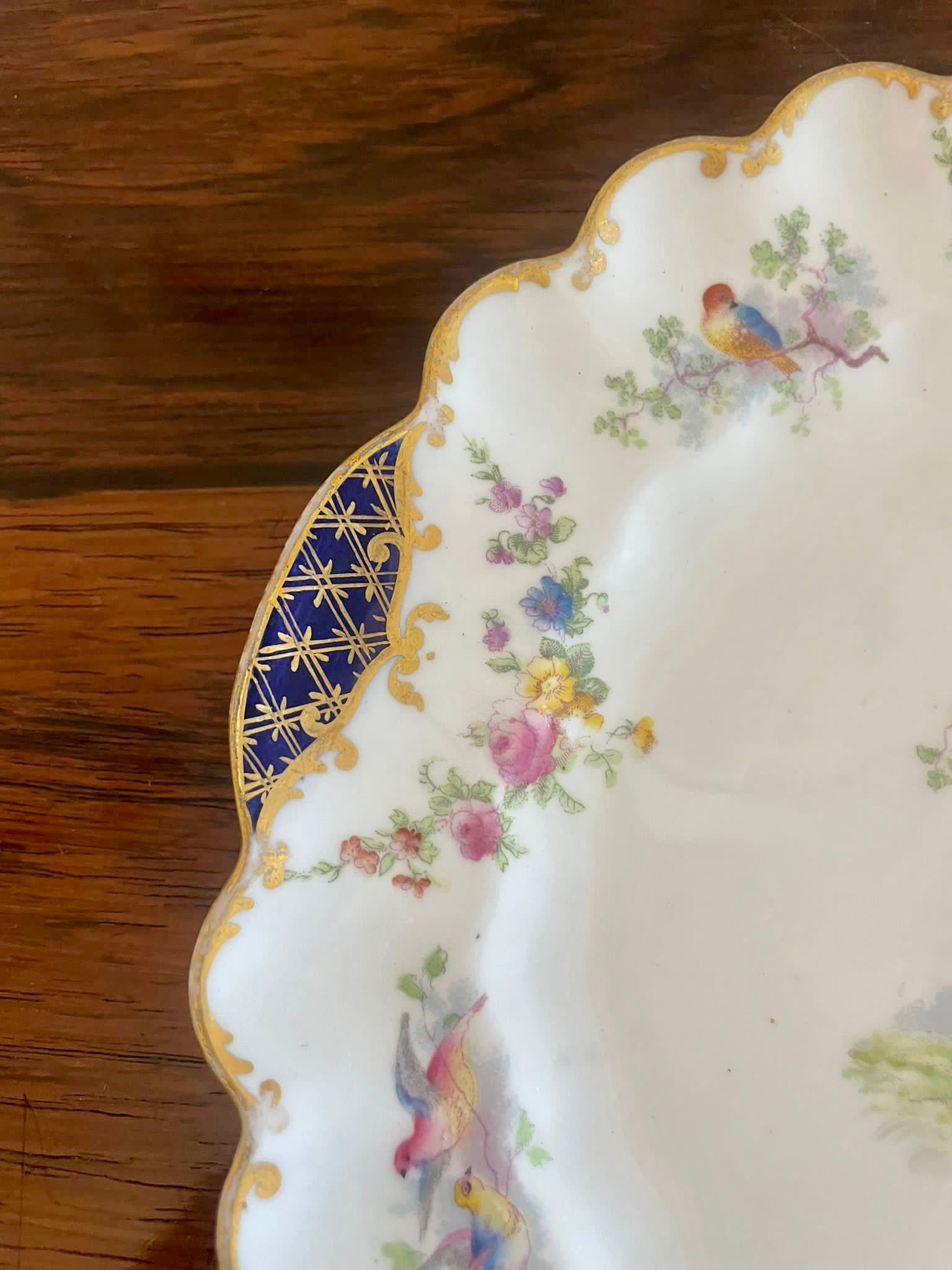  Quality Pair of Antique Hand Painted Crescent China Plates For Sale 2