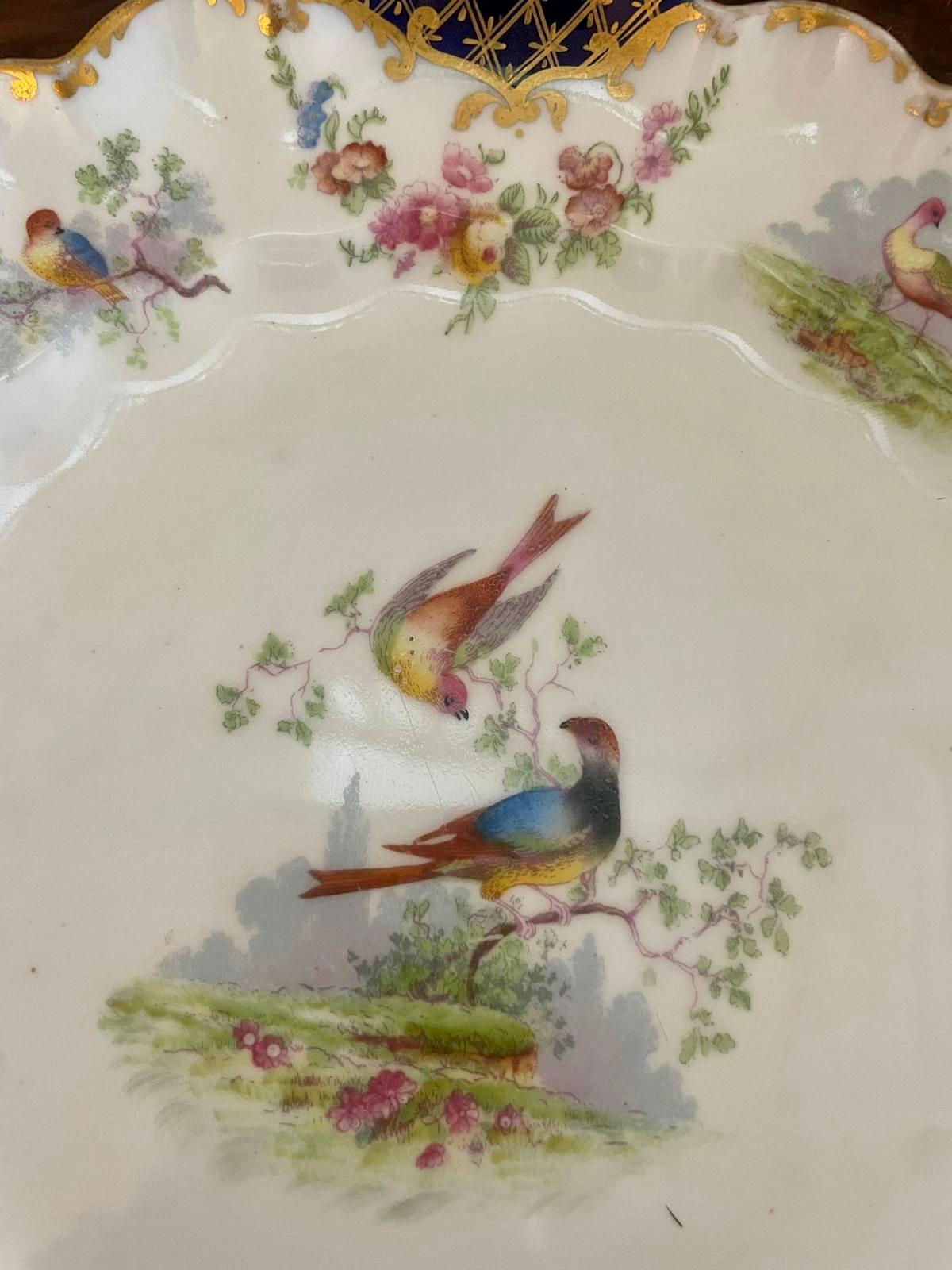  Quality Pair of Antique Hand Painted Crescent China Plates For Sale 3