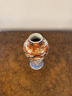 Quality pair of antique Japanese imari baluster vases