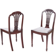 Quality Pair of Antique Mahogany Carved Side / Desk Chairs