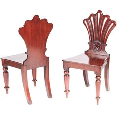 Quality Pair of Antique Mahogany Hall Chairs