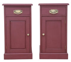 Quality Pair of Antique Preference Red Painted Bedside Tables Chests Cupboards