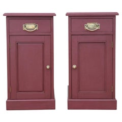 Quality Pair of Antique Preference Red Painted Bedside Tables Chests Cupboards