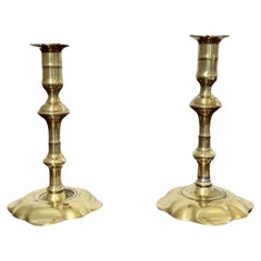 Quality pair of Antique Queen Ann brass candlesticks