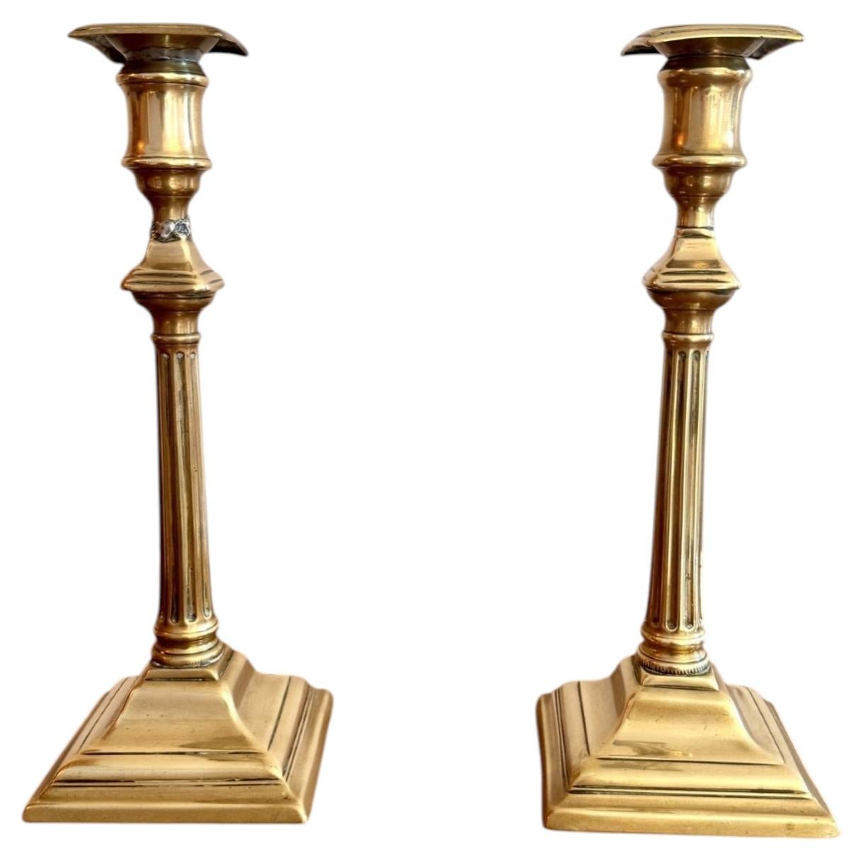 Quality pair of antique Regency brass candlesticks