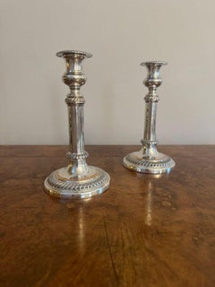 Quality pair of antique Regency telescopic Sheffield plated candlesticks