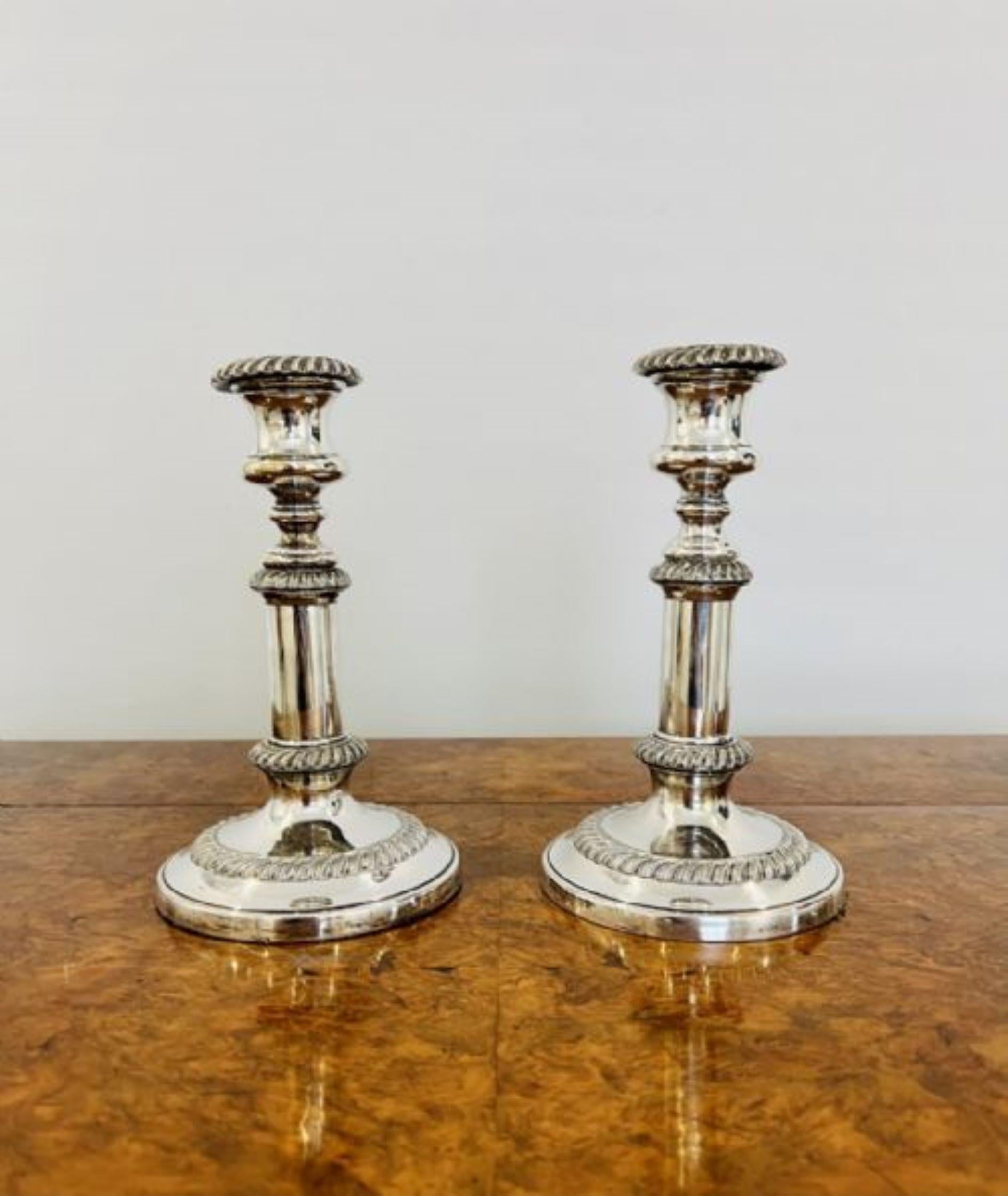 Quality pair of antique Regency telescopic Sheffield plated candlesticks  In Good Condition In Ipswich, GB