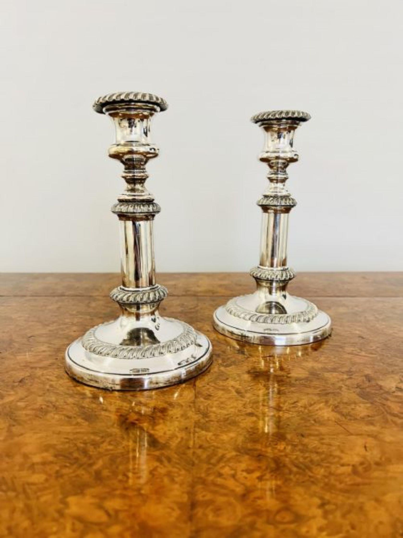 19th Century Quality pair of antique Regency telescopic Sheffield plated candlesticks 
